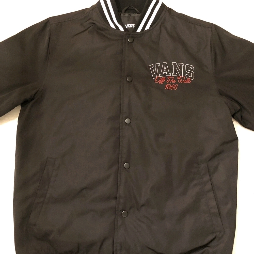 VANS Off The Wall 66 champs varsity ROSE jacket SIZE M Black Red Green White
